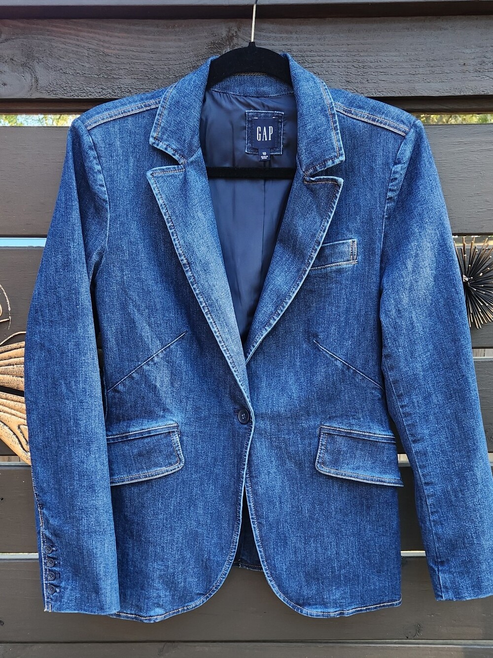 GAP Women's Dark Blue Denim Blazer